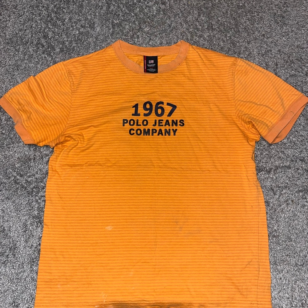 Polo jeans company Orange Striped Men's Shirt